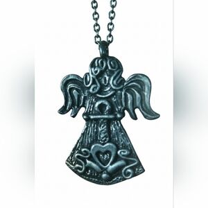 Artisan Pewter Hand-inscribed "Faith" Angel Pendant Necklace by MARCIE